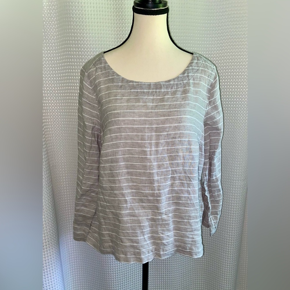 C&C California 100% linen striped blouse size Large